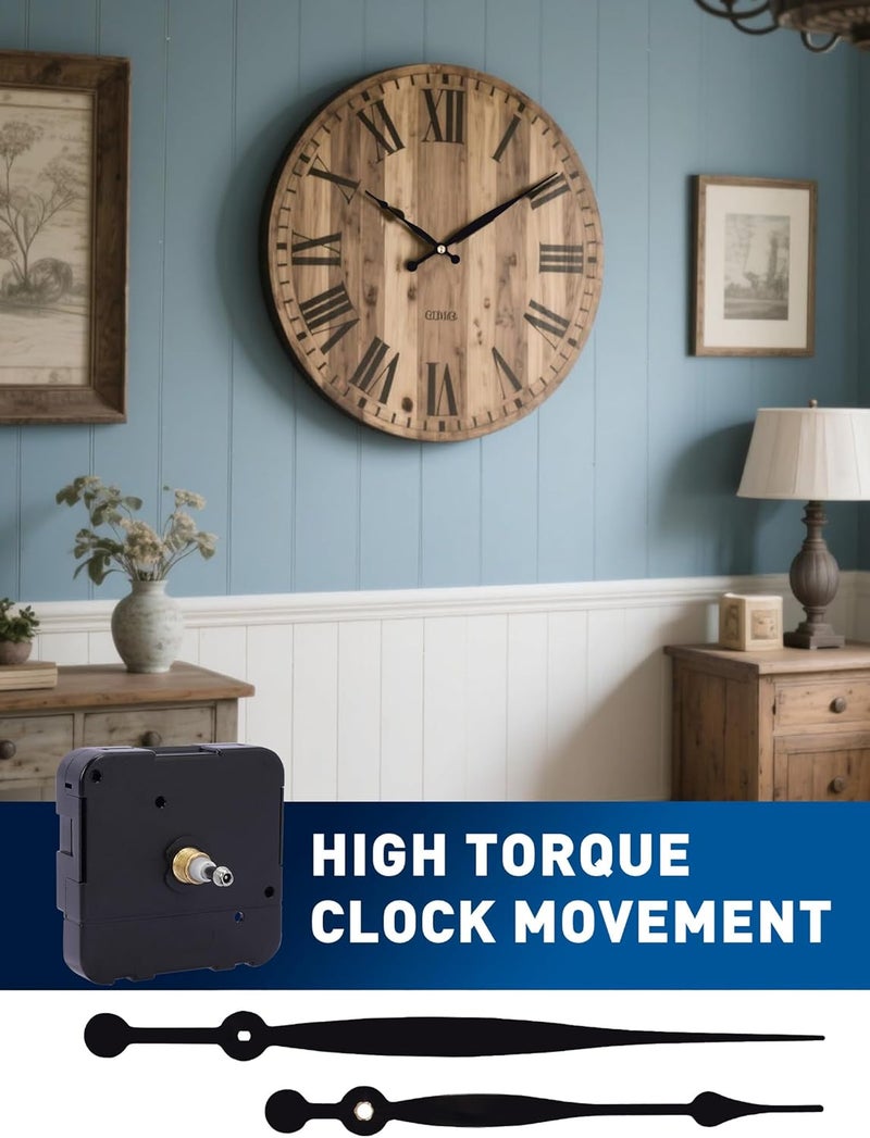 MakerTick High-Torque Clock Movement Kit – Long Shaft Mechanism with 8 inch Hands, Battery-Operated Motor for 17'' to 20'' Large Wall Clocks, DIY Repair & Replacement - Image 5